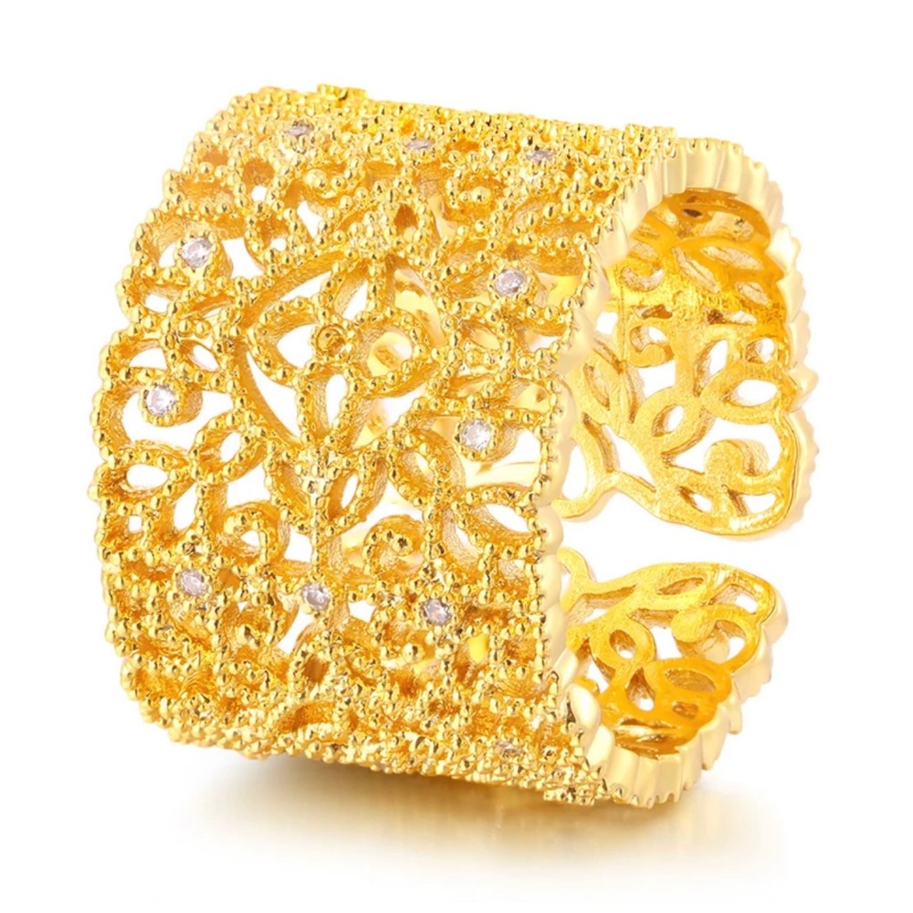 Gold Plated Paved Diamond Ring